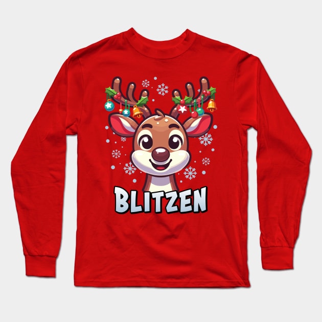 Santa’s Reindeer Blitzen Xmas Group Costume Long Sleeve T-Shirt by Graphic Duster